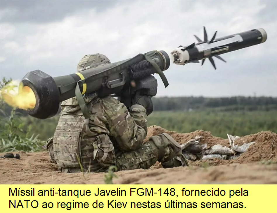 Míssil anti-tanque Javelin, fornecido pela NATO ao regime de Kiev.
