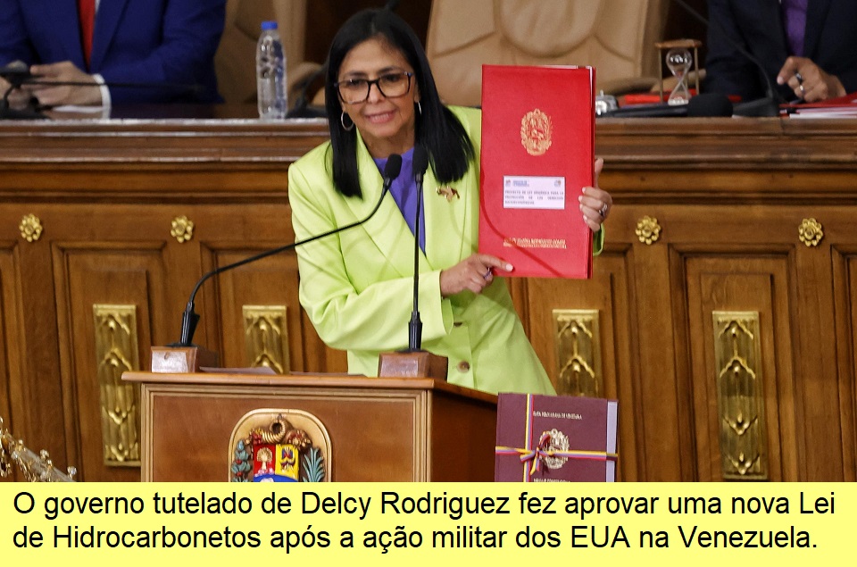 Delcy propõe nova lei de hidrocarbonetos após a intervenção militar dos EUA .