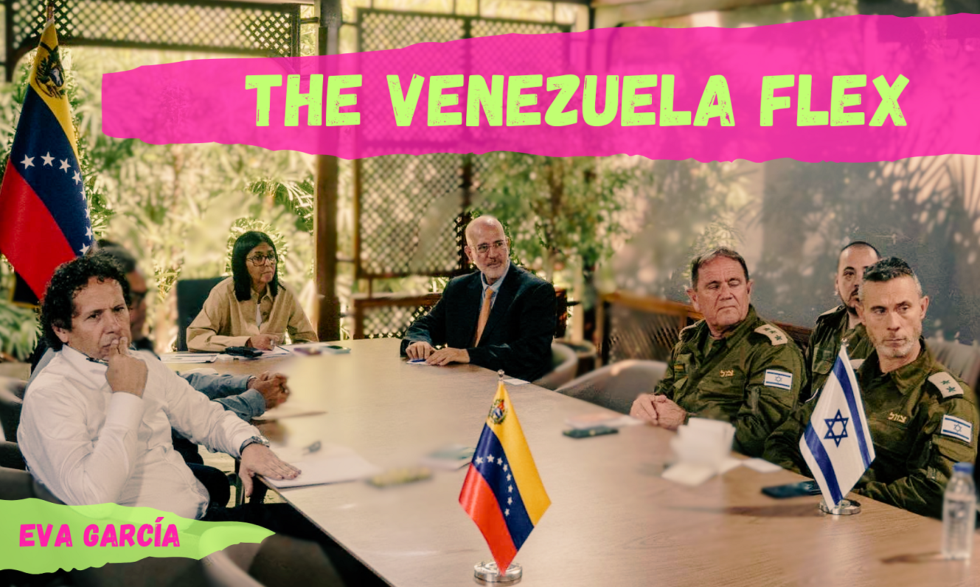 Delcy Rodriguez com militares do Estado nazi-sionista.